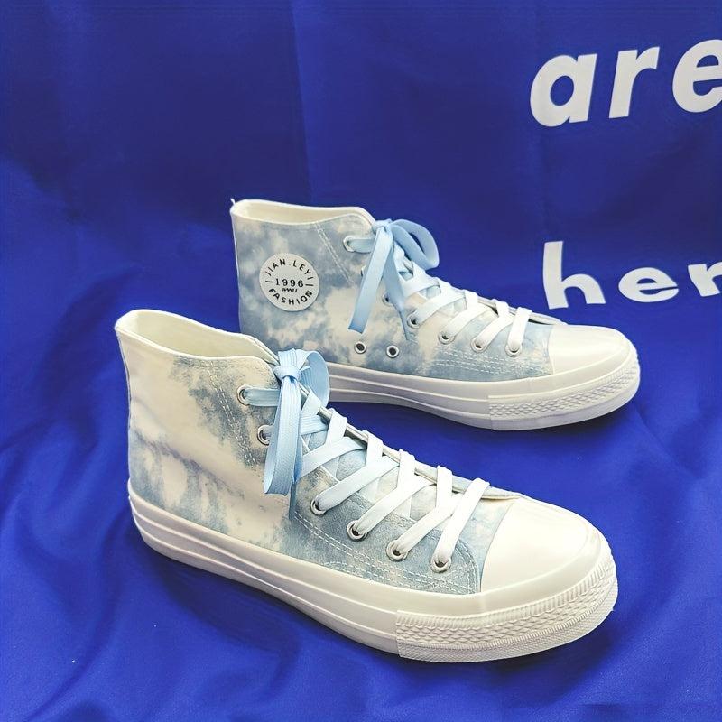 Women's High Top Canvas Lace Up Sneakers for Walking and Skating