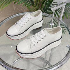 Women's Platform Canvas Lace Up Low Top Heightening Shoes