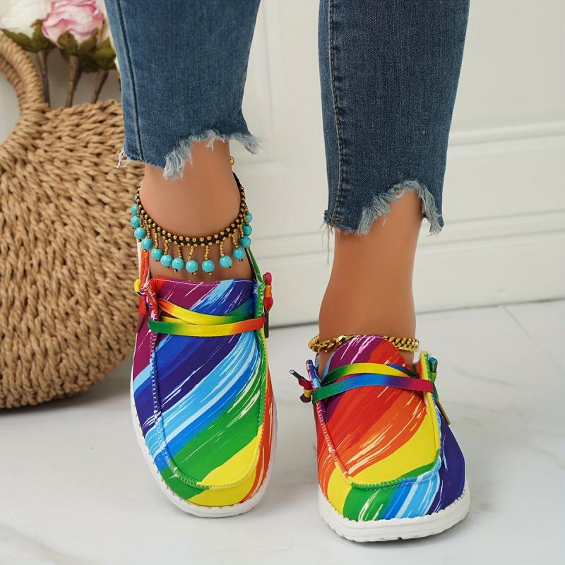 Women's Multicolor Canvas Shoes Casual Lace Up Low Top Lightweight Outdoor Shoes