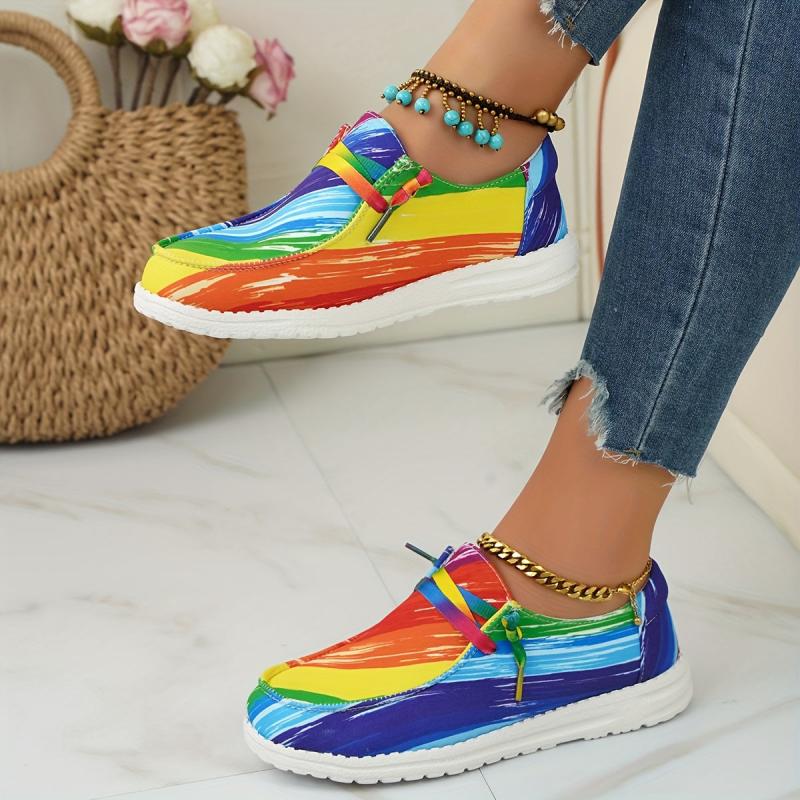 Women's Multicolor Canvas Shoes Casual Lace Up Low Top Lightweight Outdoor Shoes