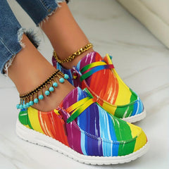 Women's Multicolor Canvas Shoes Casual Lace Up Low Top Lightweight Outdoor Shoes