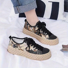 Women's Plaid Canvas Lace Up Low Top Shoes
