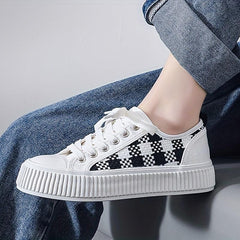 Women's Plaid Canvas Lace Up Low Top Shoes