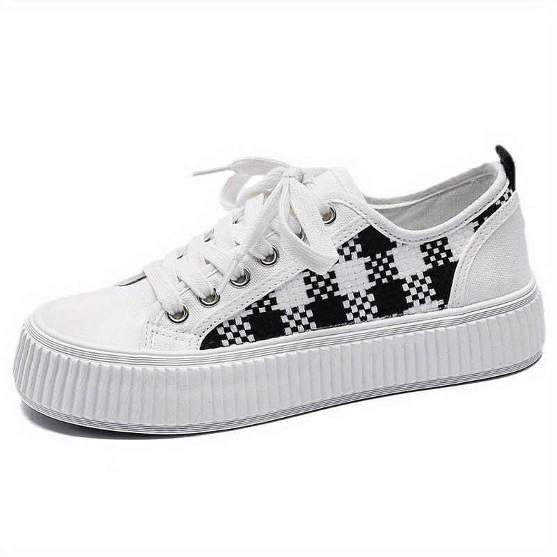 Women's Plaid Canvas Lace Up Low Top Shoes