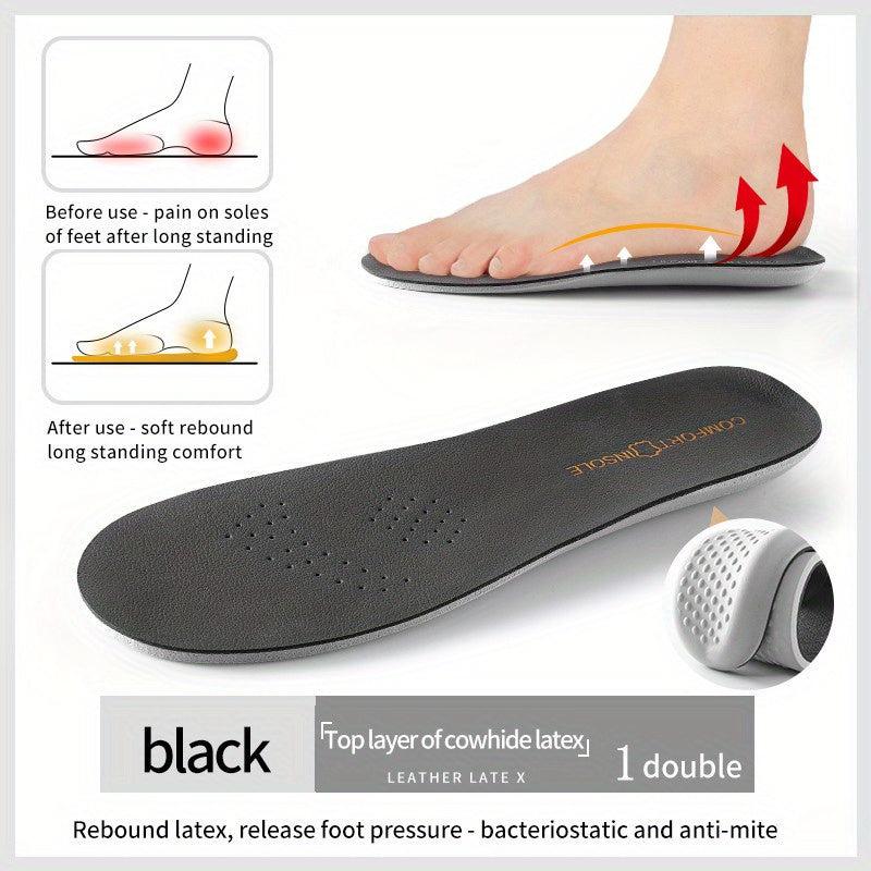 1pair Comfort Sports PU Cowhide Insoles for Men Women
