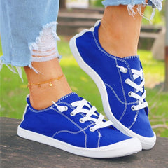 Women's Flat Canvas Shoes Lightweight Lace-up Casual Low Top Walking Shoes