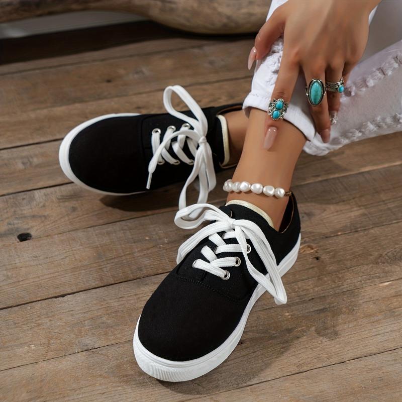 Women's Canvas Lace Up Low Top Sneakers Casual Shoes
