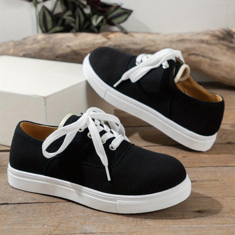 Women's Canvas Lace Up Low Top Sneakers Casual Shoes