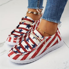 Women's Star & Striped Canvas Shoes Lace Up Sneakers