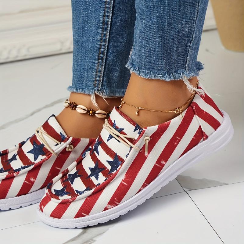 Women's Star & Striped Canvas Shoes Lace Up Sneakers