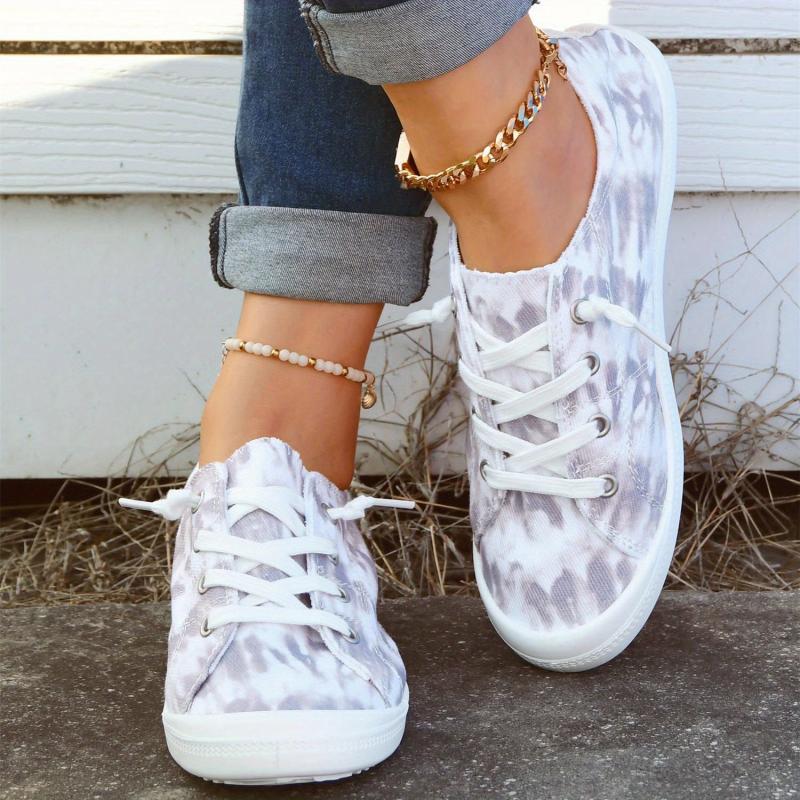 Women's Tie Dye Canvas Low Top Lace-Up Casual Shoes