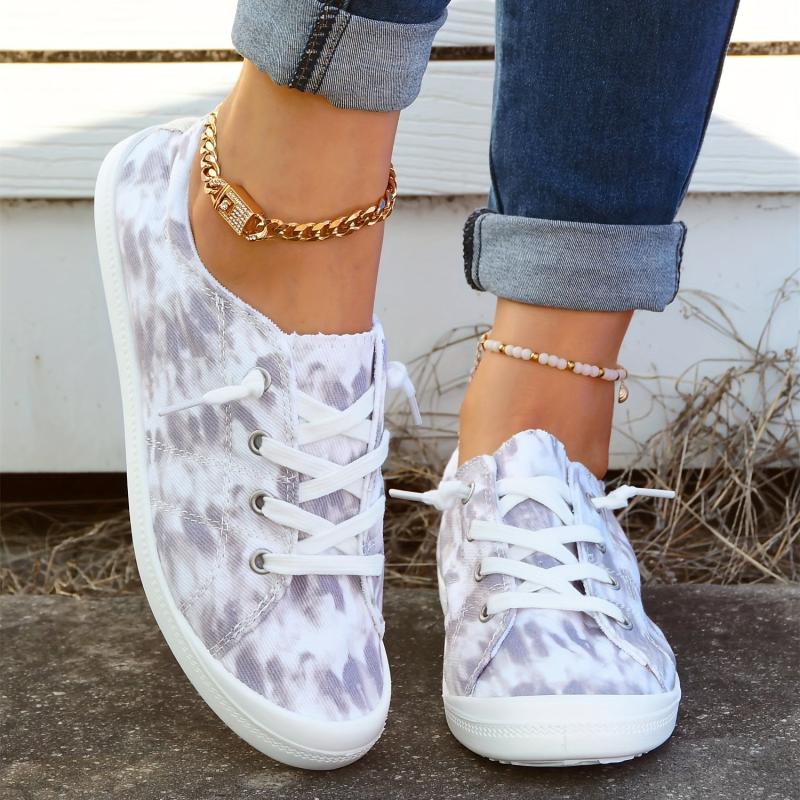 Women's Tie Dye Canvas Low Top Lace-Up Casual Shoes