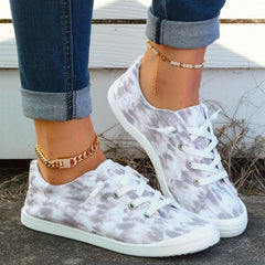Women's Tie Dye Canvas Low Top Lace-Up Casual Shoes