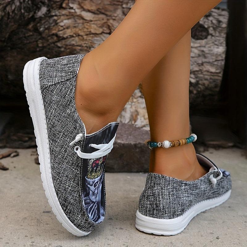 Women's Colorblock Slip-On Flat Shoes Lightweight Canvas Shoes