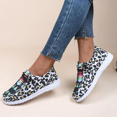 Leopard Print Canvas Lace-up Sports Shoes for Women