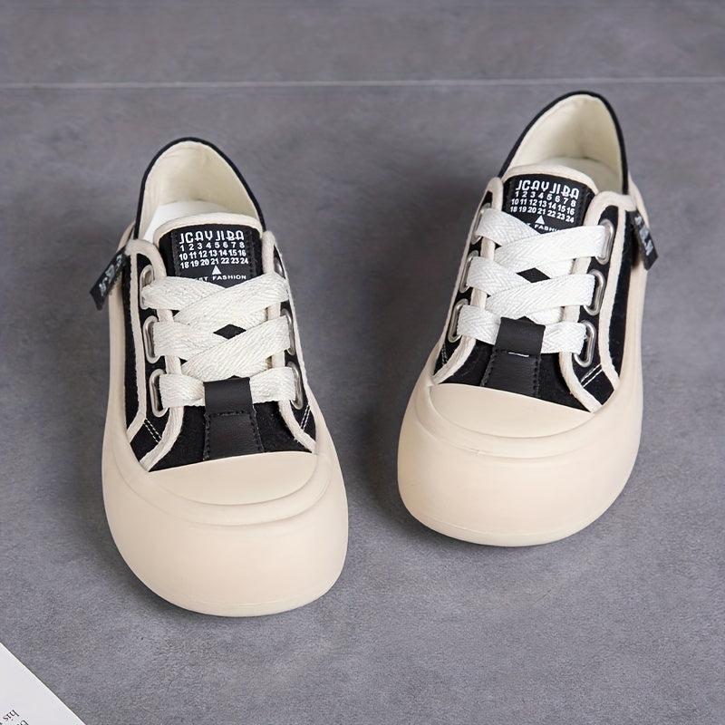 Women's Big Toe Canvas Shoes Casual Lace Up Outdoor Platform Shoes