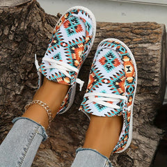 Women's Colorblock Slip On Flat Shoes Lightweight Canvas Low Round Toe