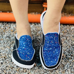 Glitter Mule Sneakers Slip On Canvas Shoes