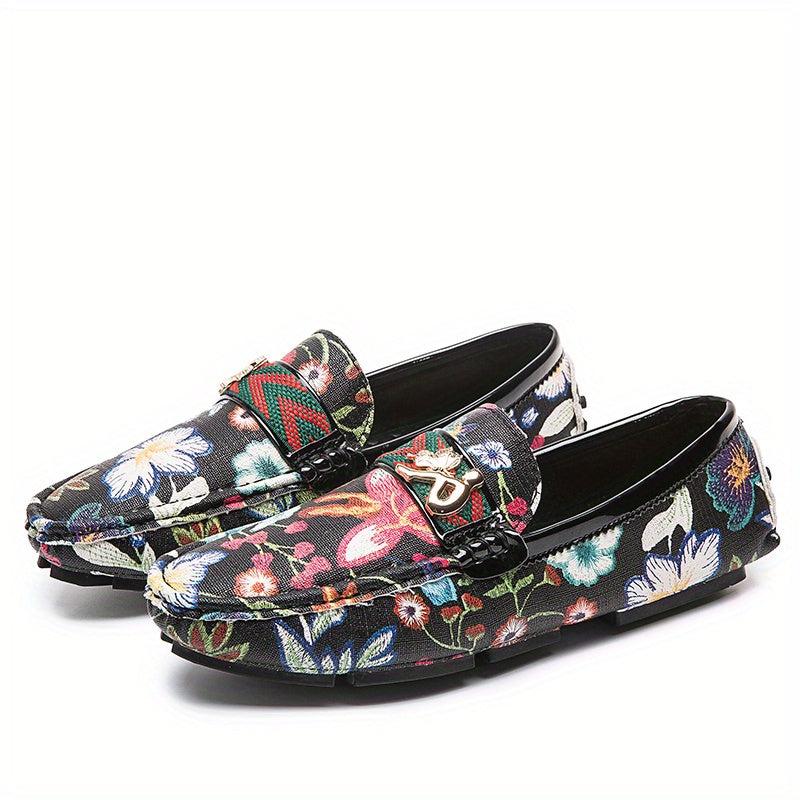 Floral Print Loafers Soft Sole Slip On Shoes Comfy Flat Shoes