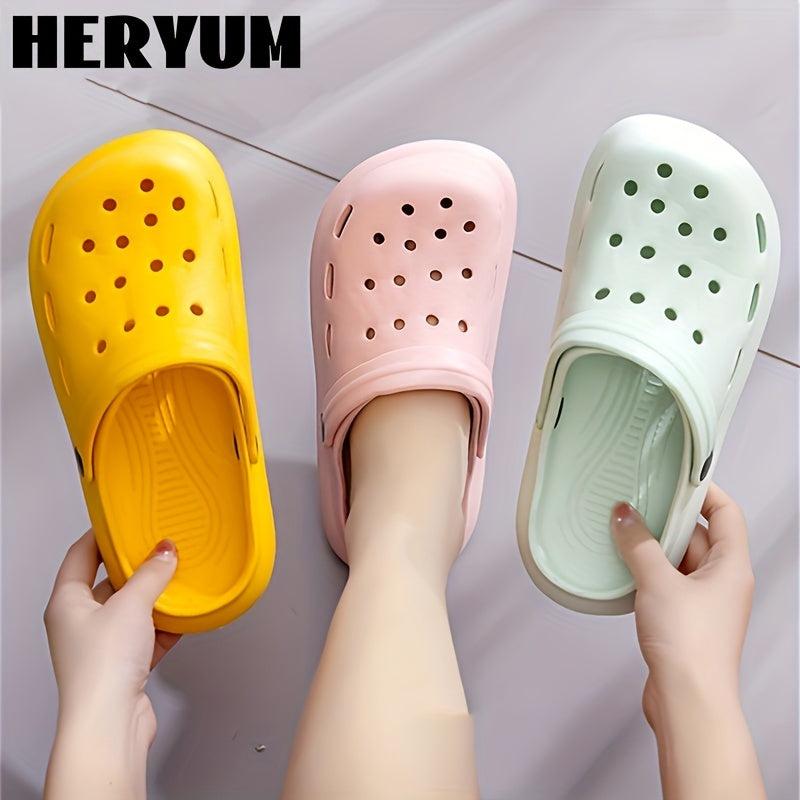Women's Hollow Out Flat Clogs Closed Toe Slides Shoes