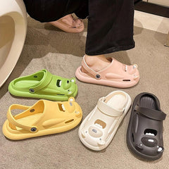 Women's Bear Clogs Slip On Beach Shoes Hollow Out Breathable Shoes