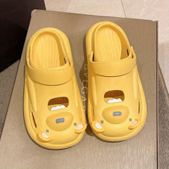 Women's Bear Clogs Slip On Beach Shoes Hollow Out Breathable Shoes