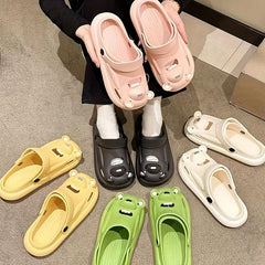 Women's Bear Clogs Slip On Beach Shoes Hollow Out Breathable Shoes