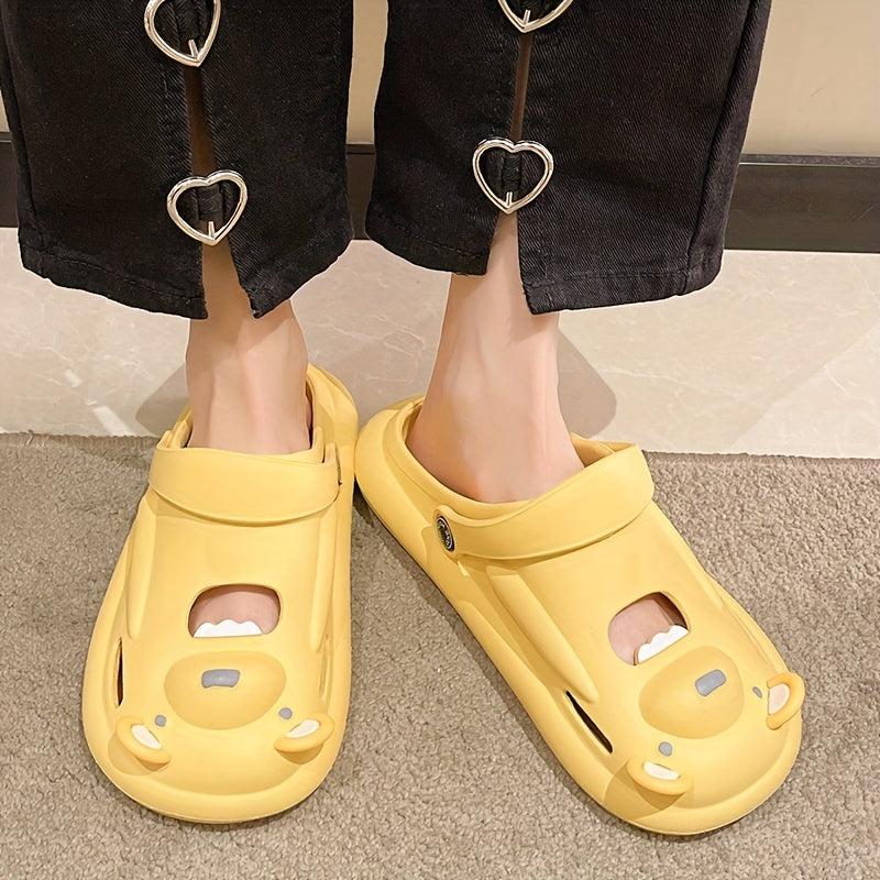 Women's Bear Clogs Slip On Beach Shoes Hollow Out Breathable Shoes
