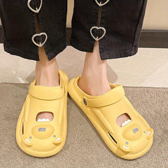 Women's Bear Clogs Slip On Beach Shoes Hollow Out Breathable Shoes
