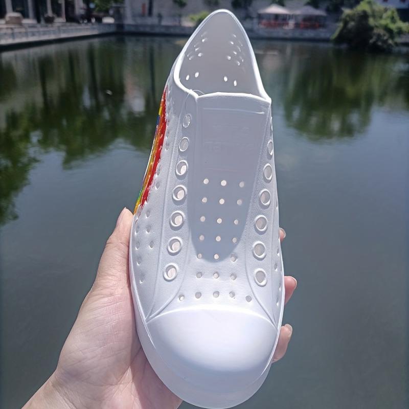 Women's Rainbow Pattern Sneakers Casual Hollow Out Shoes