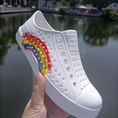 Women's Rainbow Pattern Sneakers Casual Hollow Out Shoes