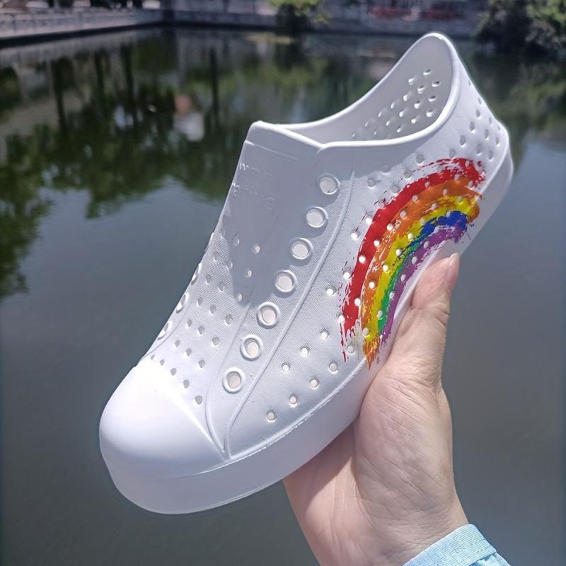 Women's Rainbow Pattern Sneakers Casual Hollow Out Shoes