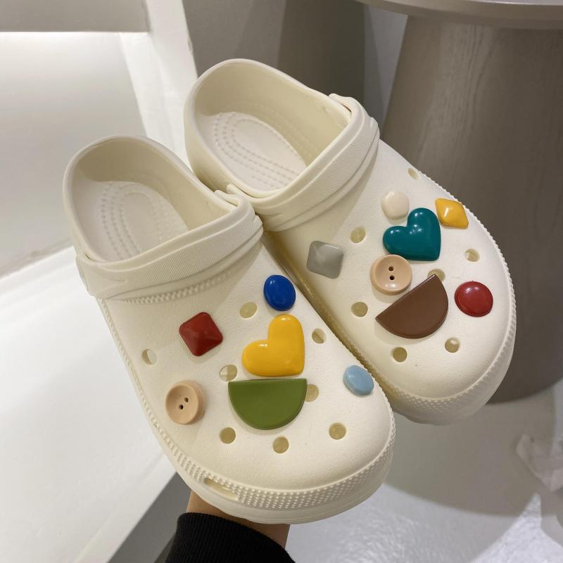 Women's Cartoon Decor Clogs Slip On Round Toe Thick Bottom Slides Shoes