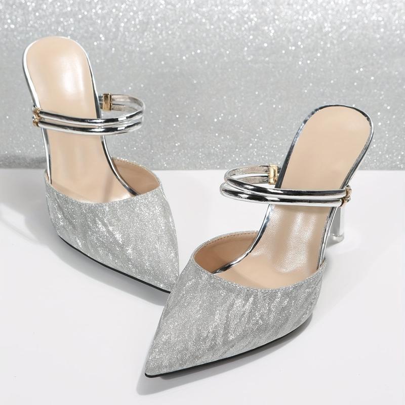 Point Toe Stiletto Heel Glitter Party Dance Shoes