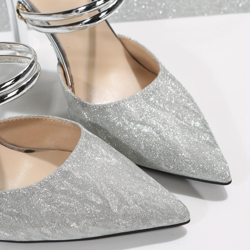 Point Toe Stiletto Heel Glitter Party Dance Shoes