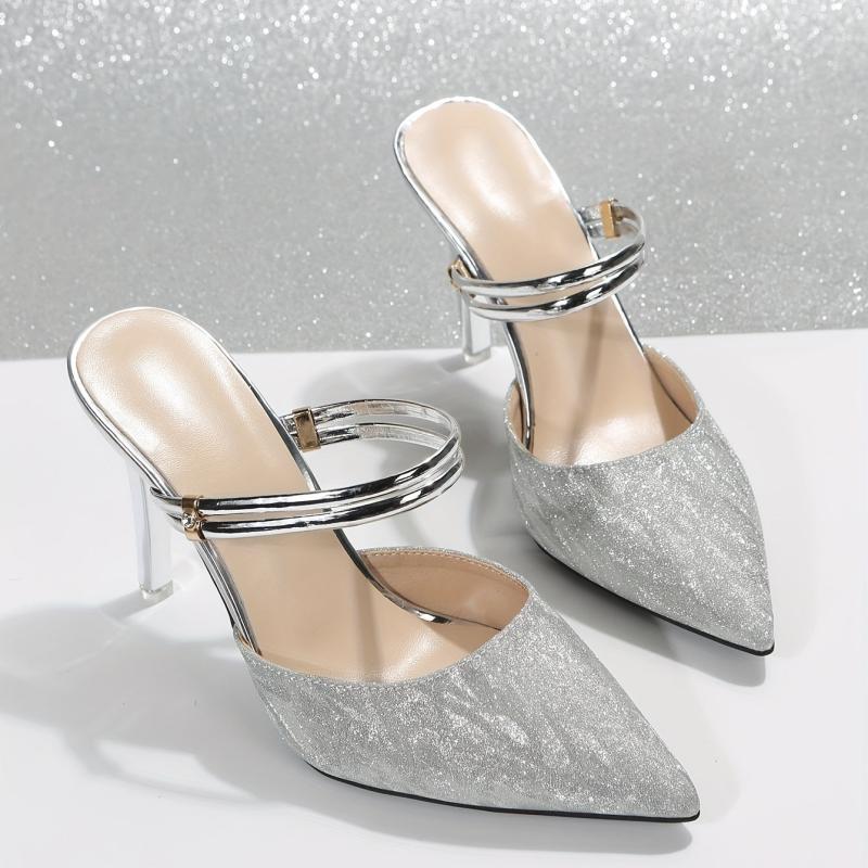 Point Toe Stiletto Heel Glitter Party Dance Shoes