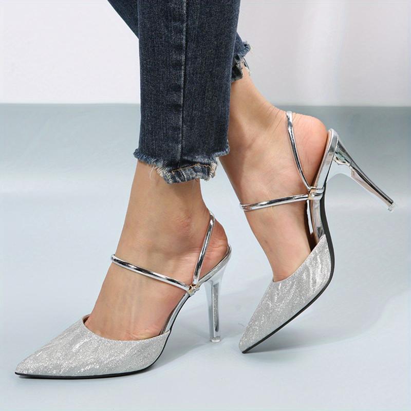 Point Toe Stiletto Heel Glitter Party Dance Shoes