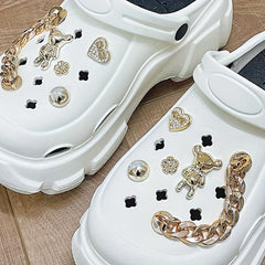 Women's Bear Charm Platform Clogs Slide Sandals