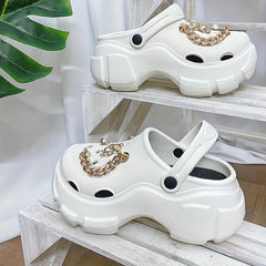 Women's Bear Charm Platform Clogs Slide Sandals