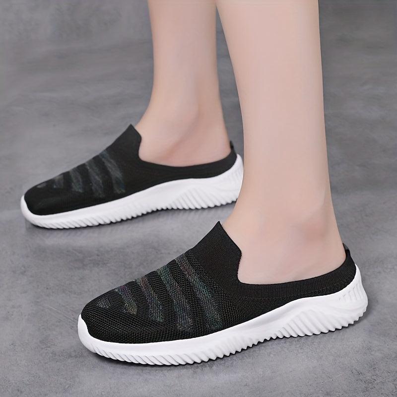 Women's Breathable Knit Mule Sneakers Slip On Outdoor Shoes