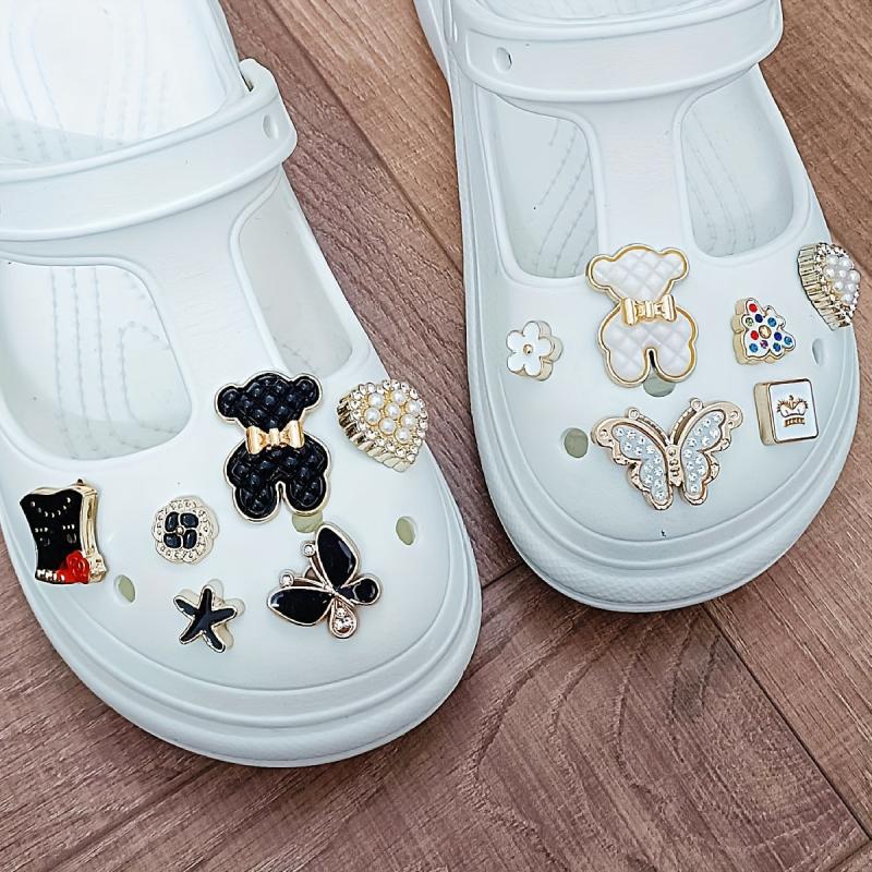 Women's Bear Charms Clogs Closed Toe Cut Out Non Slip Slide Shoes
