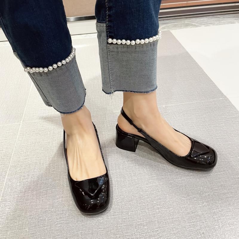 Women's Chunky Heel Slingback Sandals Patent Leather Low Heel Solid