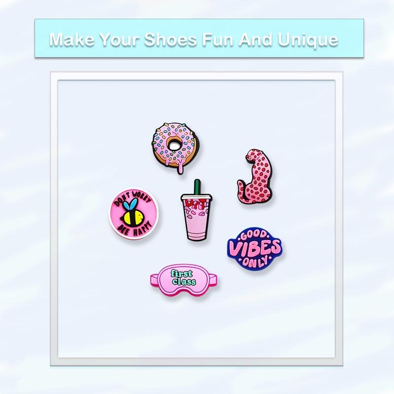 43 Pink Shoe Charms For Bubble Slides Sandals, Christmas Shoe Decorations