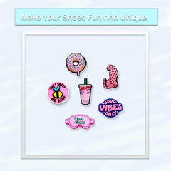 43 Pink Shoe Charms For Bubble Slides Sandals, Christmas Shoe Decorations