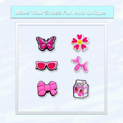 43 Pink Shoe Charms For Bubble Slides Sandals, Christmas Shoe Decorations