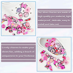 43 Pink Shoe Charms For Bubble Slides Sandals, Christmas Shoe Decorations