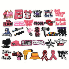 33pcs Pink Girls Theme Pvc Decorative Buckle For Shoes