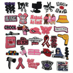 33pcs Pink Girls Theme Pvc Decorative Buckle For Shoes