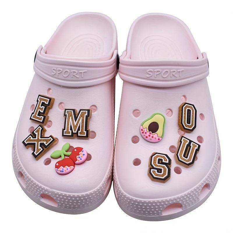 37pcs Letters Numbers Shoe Charms For Clogs Slides Sandals PVC Shoe Decorations