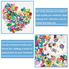 100pcs Cartoon Shoe Charms For Slides Sandals PVC Decorations